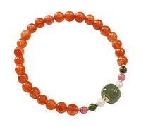WUSHADEHANS Bracciale di Cristallo, Bracciale in Giada Naturale del Sud 'Hetian, Talismano al Quarzo FortuneReiki for Gioielli di prosperità e Vacanze in Denaro(Red)