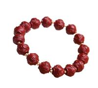 WUSHADEHANS Bracciale di Cristallo, Bracciale in Pietra Naturale cinabro con Perline di Preghiera Mantra a Sei Caratteri Quarzo Forte