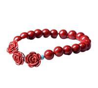 WUSHADEHANS Bracciale di Cristallo, Gemme Naturali Pietre Bracciale cinabro con Perline di Pietra da 8 mm Amuleto Pietra preziosaBraccialetto Quarzo Cristallo