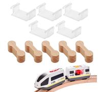 WUSJCOF 10 Pezzi Binari in Legno Universali, Connettori in Legno Riutilizzabili e Stabili, Adattatori, Espansione per Set Ferroviari Giocattolo (Colore Naturale)