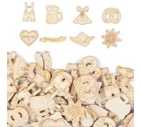 WUSJCOF 100 Pezzi Decorazioni in Legno per Oktoberfest, Confetti in Legno Bavarese per Tavolo, Edelweiss, Birra, Cappello e Abiti Tradizionali, per Feste Oktoberfest Bavaresi (3-4CM)