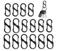 WUSJCOF 16 Pezzi Moschettoni Piccoli Neri - Mini Moschettone Doppio 29.5mm e 31mm in Metallo con 2 Aperture per Campeggio ed Escursionismo