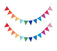 WUSJCOF 2 bandiere a colori triangolari, 6 Metri 24 Bandierine Triangolari Colorate, festone Striscione Ghirlanda, per Compleanno, Bambino, Addobbi Matrimonio Natale Giardino Esterno (Arcobaleno)