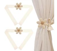 WUSJCOF 2 pezzi Eleganti Ferma Tende, Clip per Tende Boho, Graziosi Fermatende a Forma di Fiore per Casa, Esterni, Camera da Letto, Ufficio, Tende Decorative, Fermatenda e Raccogli Tenda (Beige)