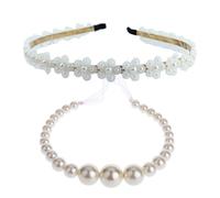 WUSJCOF 2 Pezzi Fasce per Capelli con Perle, Accessori Sposa per Matrimonio, Cerchietti Donna, Gioielli per Capelli, Accessori per Acconciature da Sposa, Abiti da Sposa, Vestiti (Bianco)