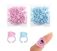 WUSJCOF 200 Pezzi Anelli Monouso Porta Colla, Smart Glue Cups e Supporto per Palette per Extension Ciglia e Pigmenti per Tatuaggi