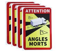 WUSJCOF 4 pezzi Attenzione angoli morti, Confezione di cartelli adesivi per camion omologato, Targa per veicoli, Sicurezza stradale conforme in Francia (25 x 17 cm)