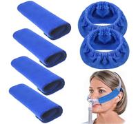 WUSJCOF 4 Stück CPAP-Maske Gurtabdeckungen,mit Maske×2,CPAP Gurtbezüge Gesichtspads,CPAP Komfortpolster,Wiederverwendbar,Reduziert Einkerbungen,Passend für Die Meisten Vollgesichtsmasken(Blu)