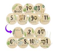 WUSJCOF 7 Pezzi Milestone,in Legno di Tiglio Naturale,Ricordi,come Regalo Nascita e Baby Shower,Donne in Gravidanza,Future Mamme Genitori,Tondo Cartello di Benvenuto,Segnali Annuncio del Bambino