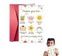 WUSJCOF Biglietto di ringraziamento con busta, biglietti divertenti per insegnanti, simpatici regali di apprezzamento per mamma e papà, auguri compleanno per Helping Me Grow e fine semestre (carino)