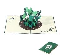 WUSJCOF Biglietto Pop-Up Quadrifoglio, 3D di Compleanno, Buona Fortuna, Guarisci Presto, Biglietto di Auguri 3D Fatto a Mano, di Auguri per Capodanno, Compleanno, Grazie di Tutto (13 x 18 cm)