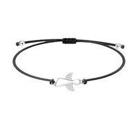 WUSJCOF Bracciale con angelo custode,portafortuna e dell'amicizia,con corda intrecciata regolabile,ideale come regalo per comunione bambina,battesimo,cresima,per ragazze e donne (Nero,Acciaio)
