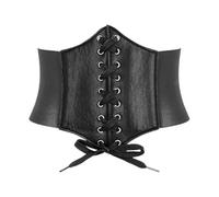 WUSJCOF Cintura in Ecopelle Retrò, Corsetto Donna Elastico Vintage, Largo da Pirata Nero, Corsetti con Lacci Stile Catwoman, Corset Mujer per Costume, Applica a Abito da Festa, per Halloween (Nero)