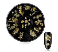 WUSJCOF Ciondoli per unghie in oro, per nail art, in oro 3D, con stelle marine, decorazione per nail art, in acrilico 3D, per donne in acrilico oceano