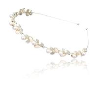 WUSJCOF Fasce per Capelli Sposa e Damigella d'Onore, in Fiore, Coroncina Comunione Bambina e Cerchietto Prima Comunione, Accessori Eleganti con Perle Artificiali, Strass e Cristalli