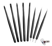 WUSJCOF Pennelli per Unghie, 8 Pezzi Pennelli Unghie Gel,Pennelli Nail Art per UV Gel Disegno e Decorazioni, Dotting Pen, French Brush e Pennelli per DIY Disegno Decorazioni(Nero)
