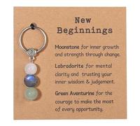 WUSJCOF Portachiavi in cristallo naturale con biglietto regalo, pietra naturale, come regalo per alleviare l'ansia e per un nuovo inizio