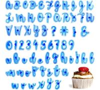 WUSJCOF Set da 66 Formine per Fondant e Biscotti - Stampi per Lettere e Numeri Riutilizzabili per Decorazioni Torte e Dolci (Blu)