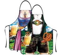 WUSJCOF Set di 2 Grembiuli Divertenti per Oktoberfest per Uomo e Donna, Ideale come Grembiule da Barbecue e da Cucina, Perfetto anche per Coppie - Regali Bavaresi (A)