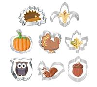 WUSJCOF Set di Formine Biscotti Autunno 8 Pezzi in Acciaio Inox per Biscotti a Forma di Zucca, Foglia d'Acero, Scoiattolo, Riccio per Bambini per il Ringraziamento