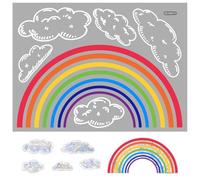 WUSJCOF Suncatcher Adesivi per Finestre Arcobaleno Nuvole Bianche Prisma Adesivi per Vetro e Porte in Vetro Pellicola Decorativa Colorata Protezione Uccelli Bambini