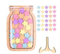 WUSJCOF Tabella delle Ricompense per Bambini con Un Barattolo di Stelle e 25 Stelle in Legno, per Classe e Casa, Barattolo Incentivo per Buon Comportamento a Scuola e in Famiglia (Colore Legno)