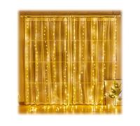 WUSJCOF Tenda luminosa USB per interni, 200 LED, tenda luminosa da 200 LED, per decorazioni della parete della camera da letto, della festa di nozze di Natale (3 x 2 m) (bianco caldo)