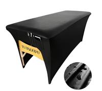 WUSOUPU Wipeable Lash - Copertura per lettino massaggiante in poliuretano, inodore, con tasca portaoggetti, riutilizzabile, per spa e spa, ad alta elasticità, cerata, per estetista (1,8 m, nero)