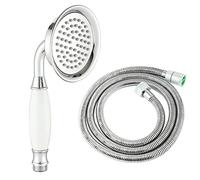 Wussh 3.85 Pollici Classico Ottone Tradizionale Telefono Doccia A Mano Soffioni Cromato Lucido e Ceramica Palmare con Tubo 1.5M