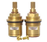 Wussh Bacino da bagno 2 PZ Coppia 3/4 ''Cartuccia a Disco Ceramica Miscelatore di Ricambio Rubinetto Caldo e Freddo Valvola Rubinetto Interno Quarto di Girata 57 MM 12 MM Lunghezza Spline 20 Denti