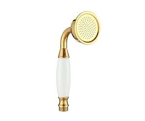 Wussh Doccetta da bagno, classica, in ottone, doccetta a mano a forma di telefono, lucidata, oro e ceramica