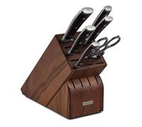Wusthof Ikon - Set di 7 coltelli con manici in legno nero e blocco di conservazione