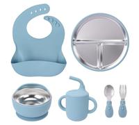 WUSUPU 6 Pezzi Set Pappa Svezzamento per Bambini in Silicone, Set Pappa per Bambino,Set di Posate per Bambini per Lo Svezzamento e L'alimentazione,Training Esercitarsi a Mangiare da Soli