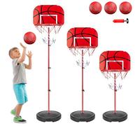 WUSUPU Canestro Basket Bambini con Supporto,Include 3 Palle,2 Rete,Pompa,50-150 cm,Regolabile in Altezza,Canestro da Basket da Esterno e da Interno per Bambini dai 2 ai 6 Anni