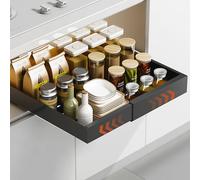 WUSUPU Cassetto Estraibile Cucina,Cassetti Telescopico Armadio,Cassetti Estraibili Con Adesivo,Larghezza Regolabile Da 32 a 53 Cm Con Guida Autoadesiva Silenziosa,Non Richiede Forature Né Chiodi