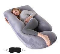 WUSUPU Cuscino Gravidanza,Cuscino Gravidanza per Dormire,Cuscino a Forma di J Supporto Maternità,Cuscino Allattamento e Gravidanza con Rivestimento Esterno Lavabile e Mascherina per Gli Occhi