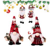 WUSUPU Gnomi Natalizi Set di 2 Decorazioni Natale Gnomo Bambola con 2 Ciondoli Natalizi,Natalizio Christmas Decoration Gnomi Senza Volto,Scandinava di Peluche Nordica Bambola Gnomo per Casa Cucine