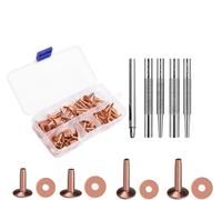WUTA Set di 40 rivetti in rame puro rame antiruggine in pelle per cinture, portafogli, collari in pelle, fai da te (rame viola, 4 misure