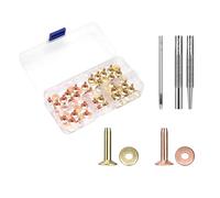 WUTA Set di 40 rivetti in rame puro rame antiruggine in pelle per cinture, portafogli, collari in pelle, fai da te (ottone + rame viola, 9 x 19