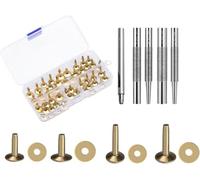 WUTA Set di 40 rivetti in rame puro rame antiruggine in pelle per cinture, portafogli, collari in pelle, fai da te (ottone, 4 misure