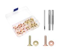 WUTA Set di 40 rivetti in rame puro rame antiruggine in pelle per cinture, portafogli, collari in pelle, fai da te (ottone + rame viola, 6 x 10