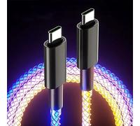 Wuucor Cavo di ricarica da USB C a tipo C LED da 1,5 m, intrecciato RGB che scorre luminoso, compatibile con Phone 15 Pro Max Plus, iPad mini Pro Air e Galaxy Note Pixel, ecc. (66 W)
