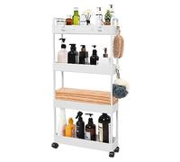 Wuudi Elegante Carrello Arrotolabile a 4 Livelli, Multifunzione per Cucina, Organizer per Conservazione, Armadietto Sottile per Bagno, Lavanderia e Soggiorno