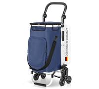 wuuhoo® 2in1 carrello spesa Buddy con sistema a 3 ruote e isolamento termico, carrello impilabile, scomparto refrigerante, carrello spesa pieghevole per il viaggio blu