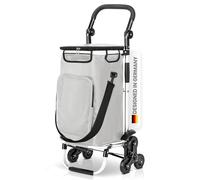 wuuhoo® 2in1 carrello spesa Buddy con sistema a 3 ruote e isolamento termico, carrello impilabile, scomparto refrigerante, carrello spesa pieghevole per il viaggio grigio claro