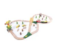 wuuhoo® I Ferrovia in legno Paulchen in un set per bambini I Ferrovia giocattolo in legno con accessori I Ferrovia per bambini con gru, ponte, macchine edili, figure e piante