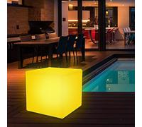 wuuhoo I LED Cubo Solare XL Luce Sgabello Kubi, 16 Colori e Telecomando + Batteria I Cubo Sgabello per Interno ed Esterno I LED Cubo Solare Illuminazione Giardino 20 x 20 x 20 cm