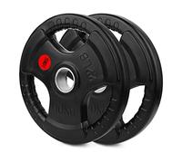 wuuhoo® I Piastre olimpiche Jan 50/51mm in qualità studio I Piastre gommate con anima in acciaio I set di 2 I Pesi per bilanciere con maniglie e boccola in acciaio I nero