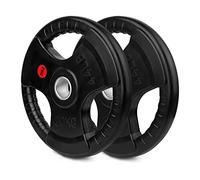 wuuhoo® I Piastre olimpiche Jan 50/51mm in qualità studio I Piastre gommate con anima in acciaio I set di 2 I Pesi per bilanciere con maniglie e boccola in acciaio I nero
