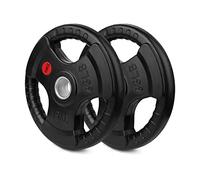 wuuhoo® I Piastre olimpiche Jan 50/51mm in qualità studio I Piastre gommate con anima in acciaio I set di 2 I Pesi per bilanciere con maniglie e boccola in acciaio I nero